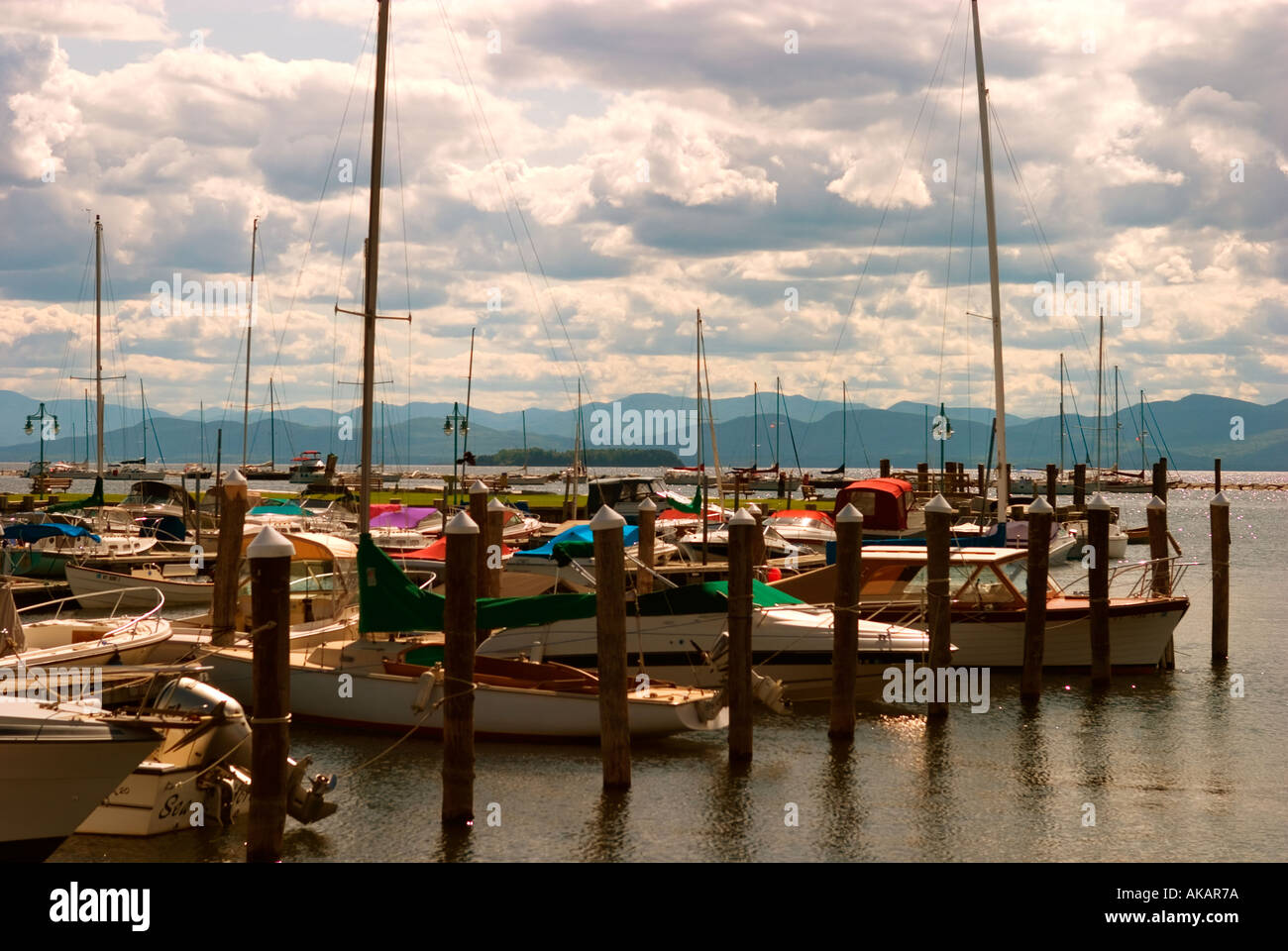 Marina sul Lago Champlain a Burlington VT Foto Stock