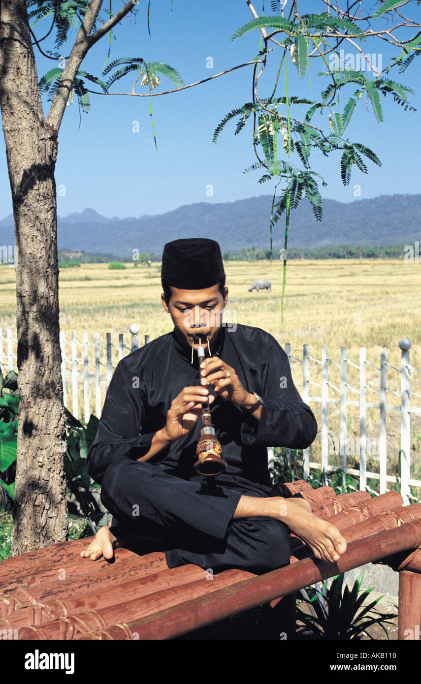 Malay musicista Folk in Pulau Langkawi, Malesia Foto Stock