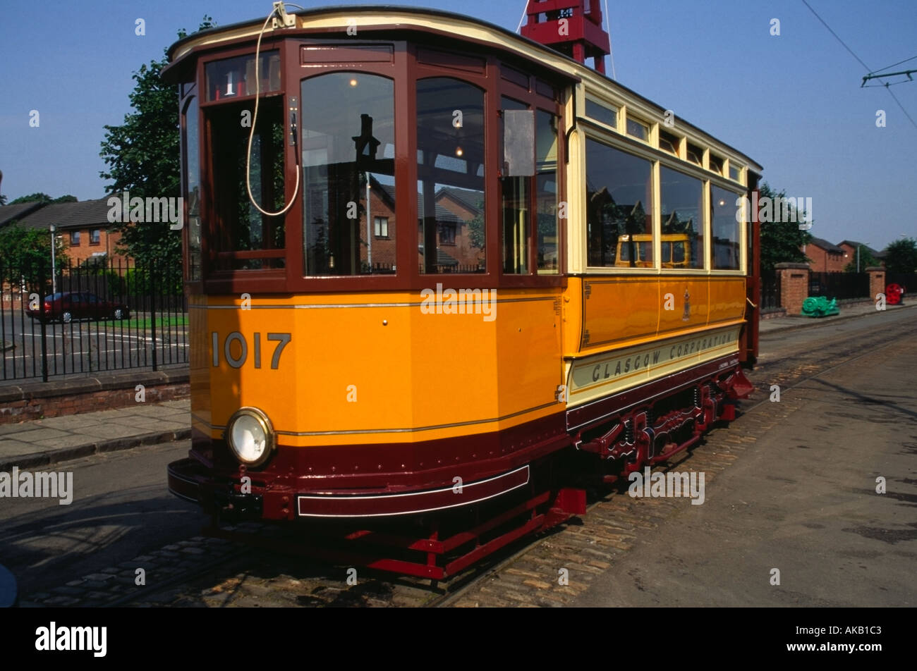 Mazzo singolo tram in glasgow corporation livrea museo summerlee coatbridge Scotland Europa Foto Stock