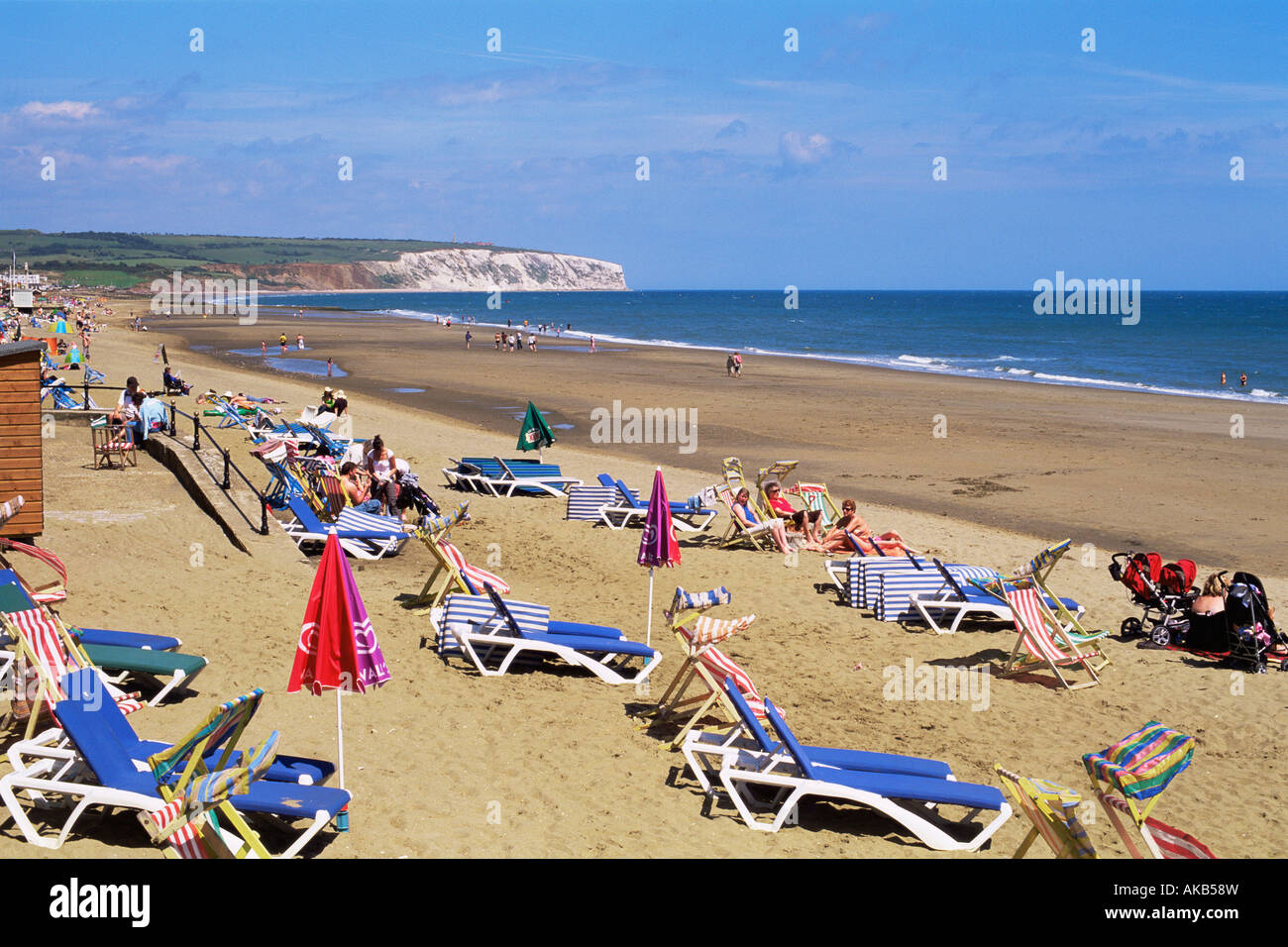 Inghilterra, Hampshire, Isle of Wight, Sandown, Sandown Beach Foto Stock