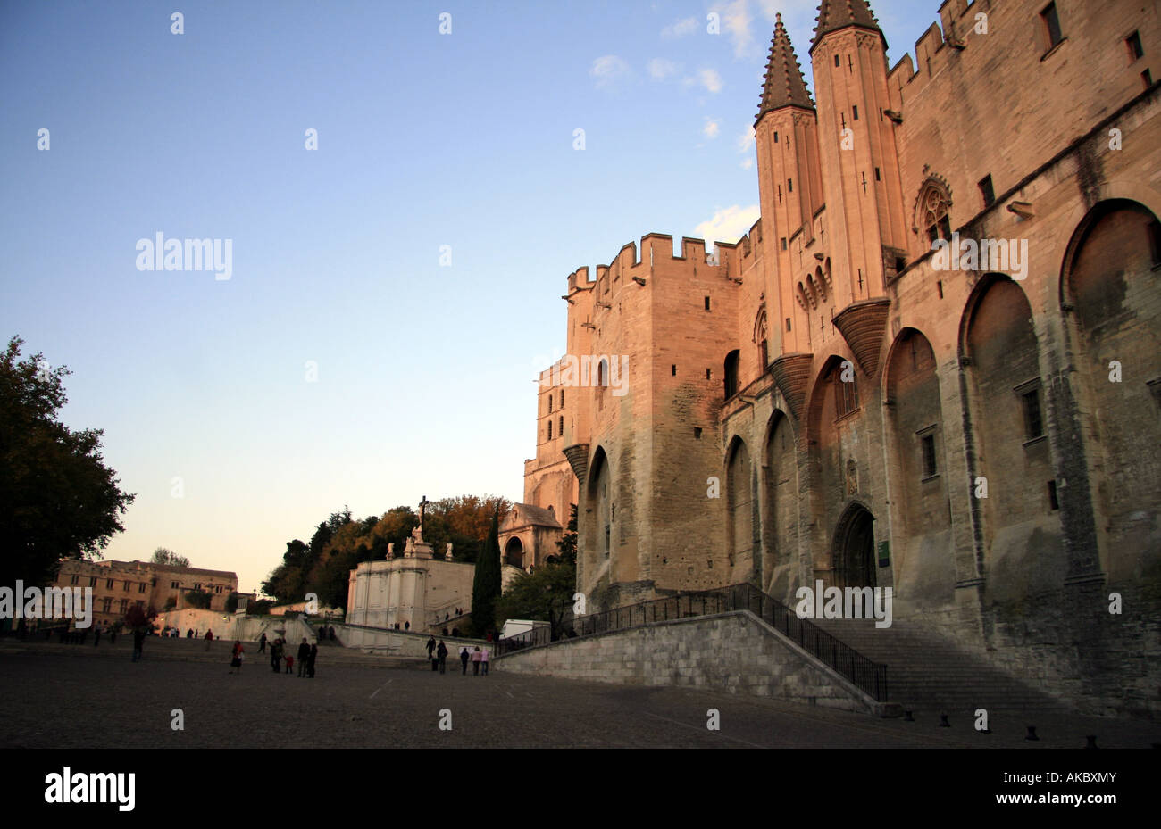 Place de l'Horloge e al Palais des Papes, Avignone, Provenza, Francia Foto Stock