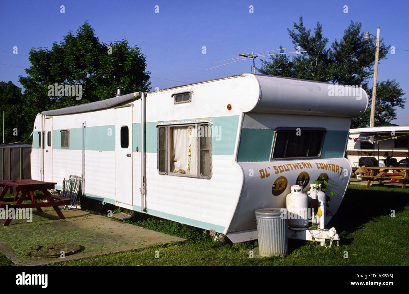 A sessanta giorni mobile home in un Amercian midwest parco del rimorchio Foto Stock