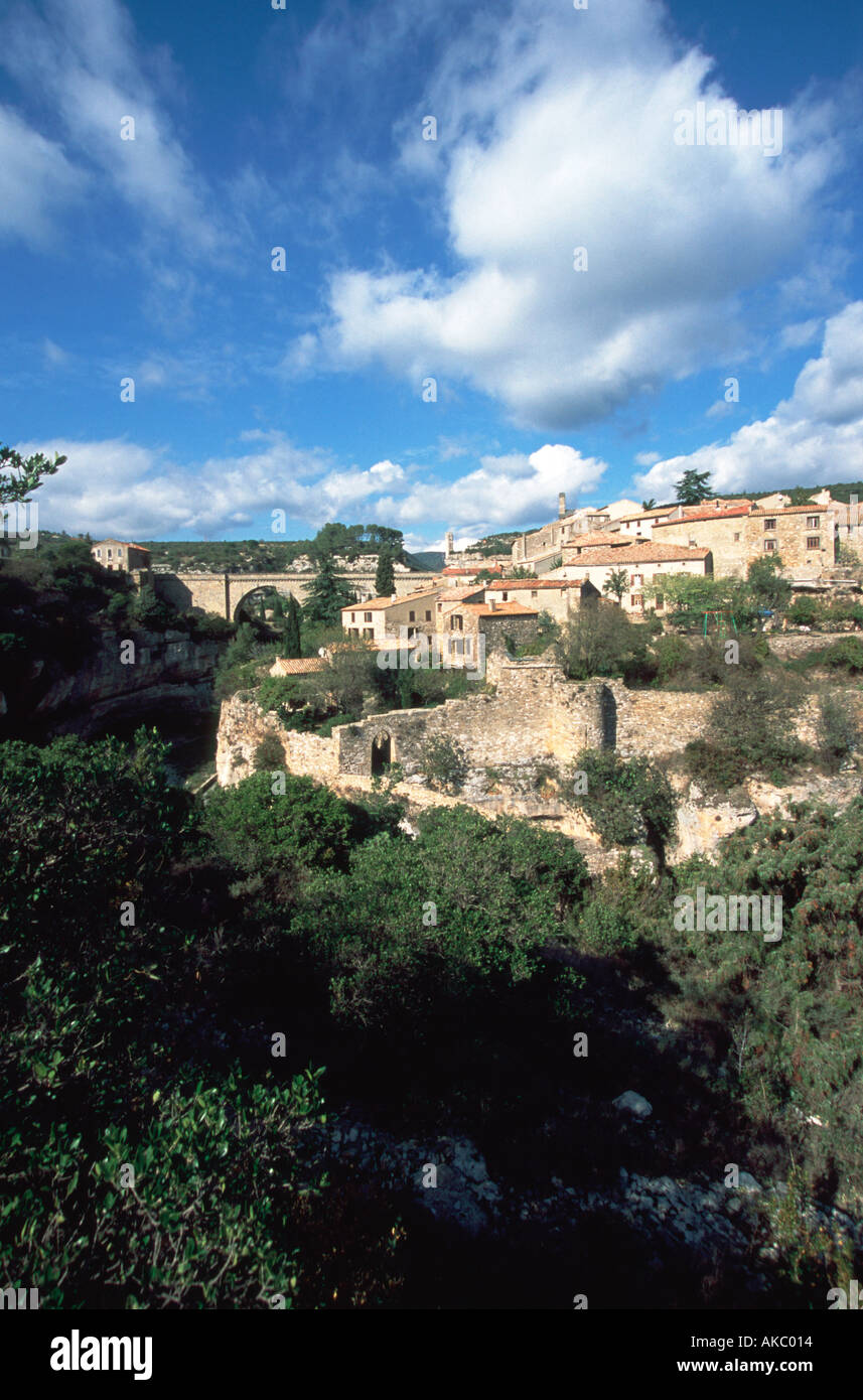 Fortificato storico Paese Cataro di Minerve, Herault, Languedoc-Roussillon, Francia Foto Stock