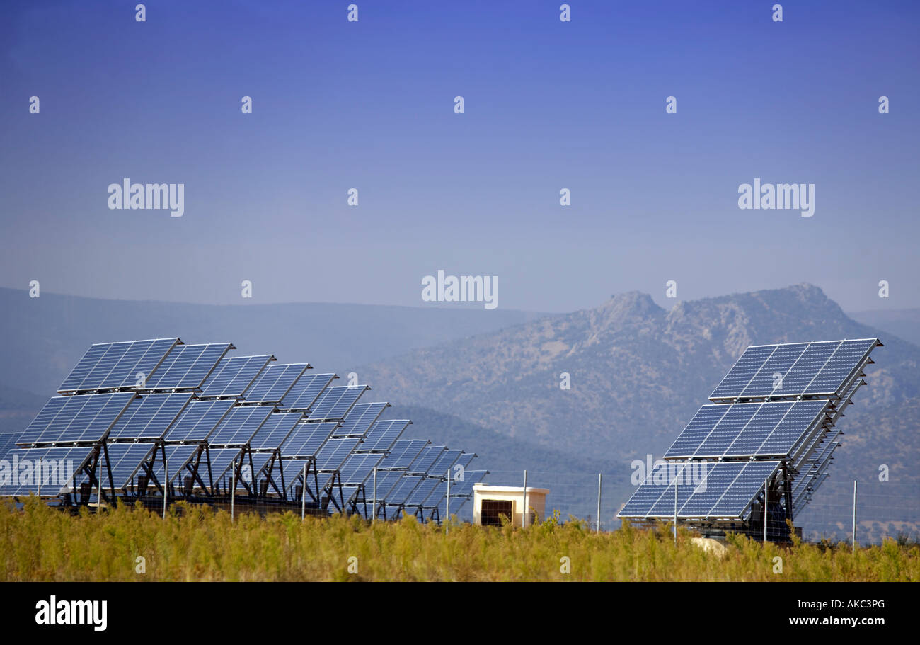 Centrale solare, Castilla La Mancha, in Spagna Foto Stock