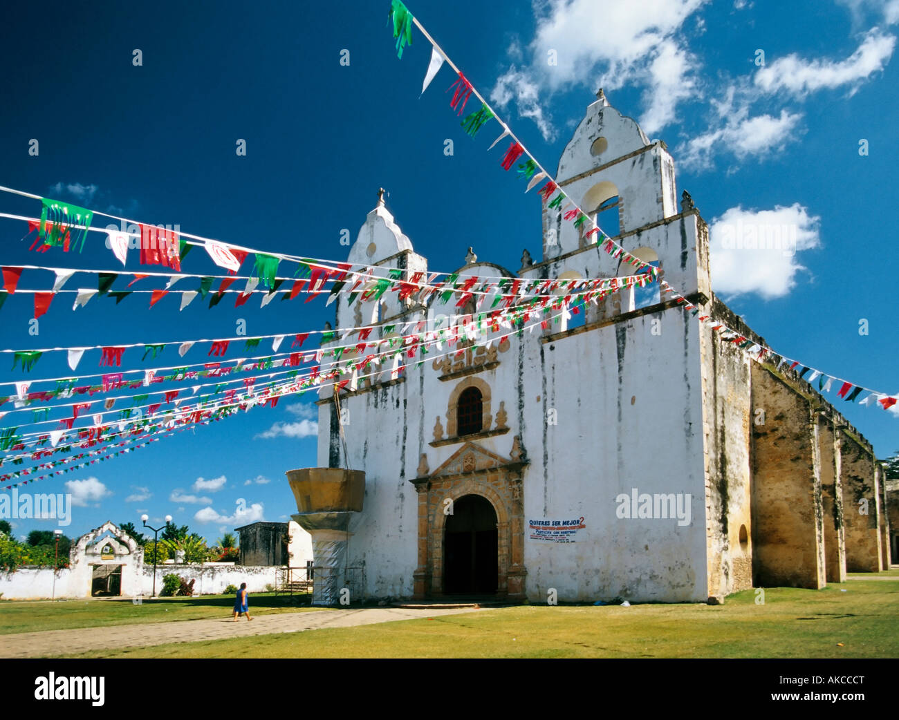 La Iglesia de la Virgen del Pilar nel villaggio di Oxkutzcab, Yucatan Messico Ruta de los Conventos Foto Stock