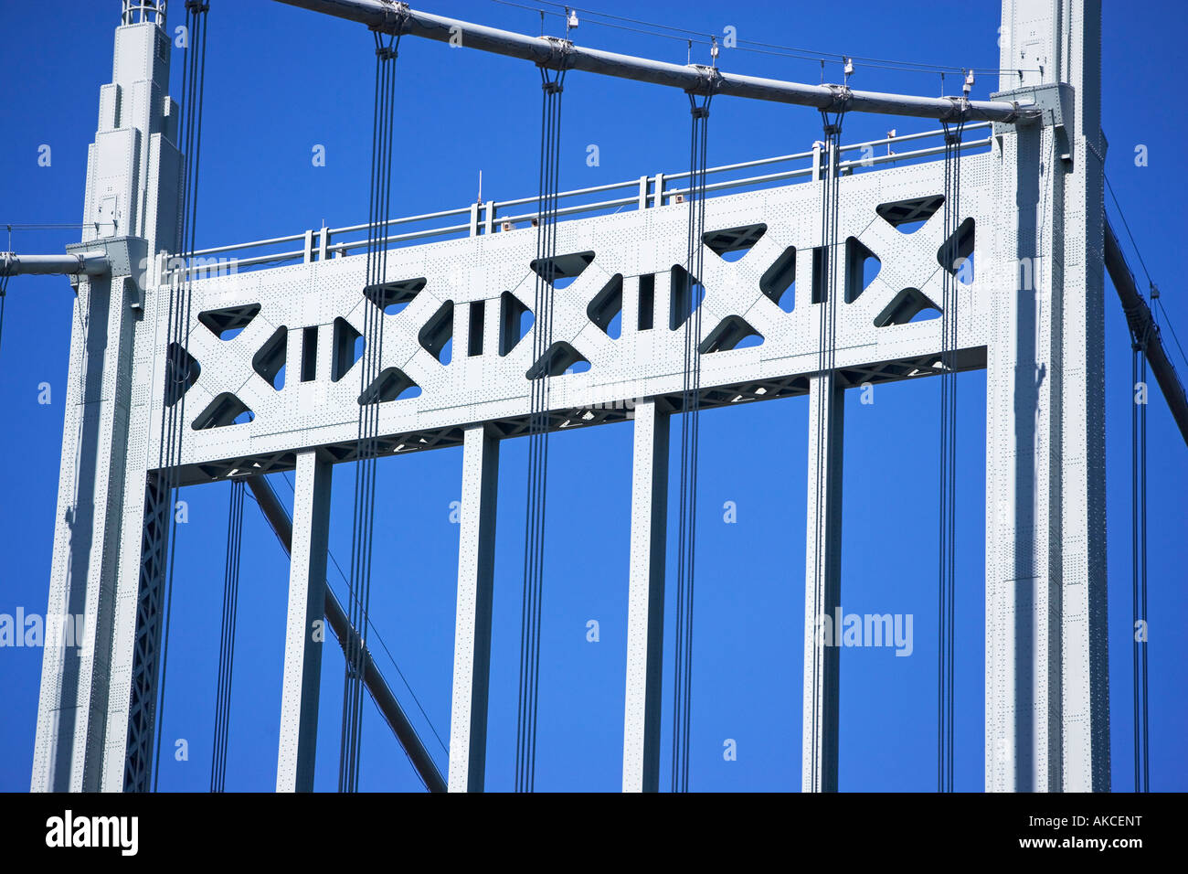 Ponte e ponte di sospensione, architettura, infrastruttura, cavi, trasporto, alto, Triboro Bridge, NEW YORK CITY Foto Stock