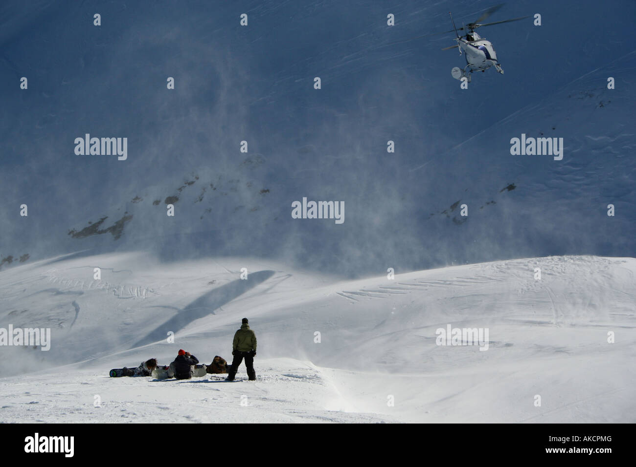 Heliboarding - Harris montagne, Nuova Zelanda Foto Stock