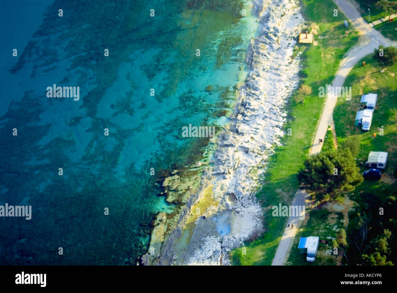 Croazia, Istria peninsula, riva del mare, vista aerea Foto Stock