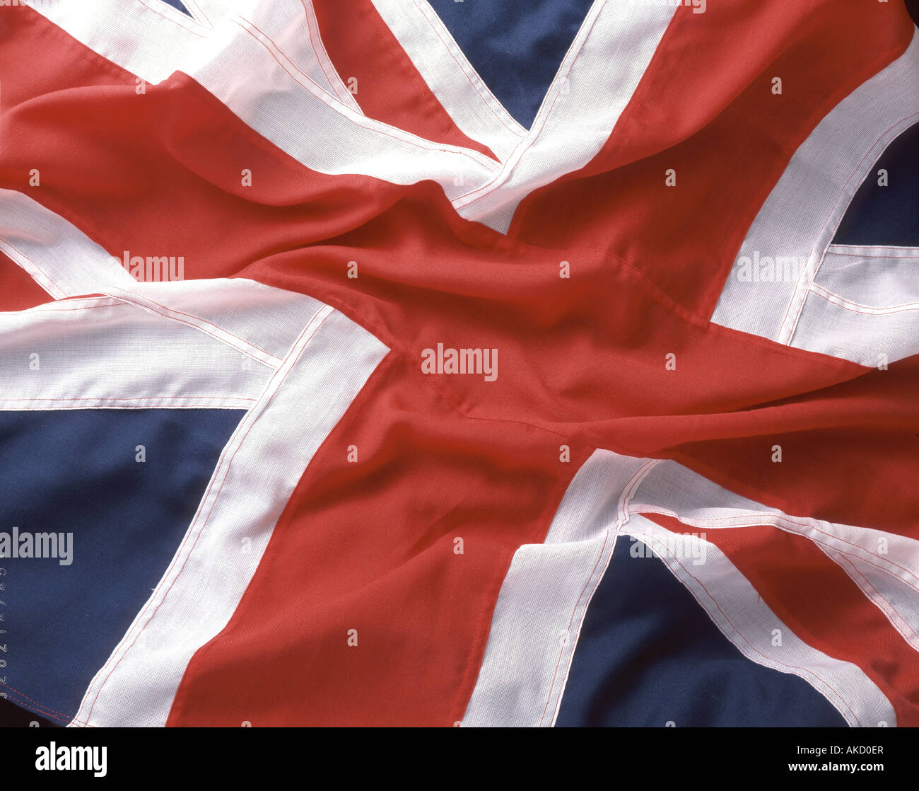 Primo piano della bandiera di British Union Jack in studio, Greater London, England, Regno Unito Foto Stock