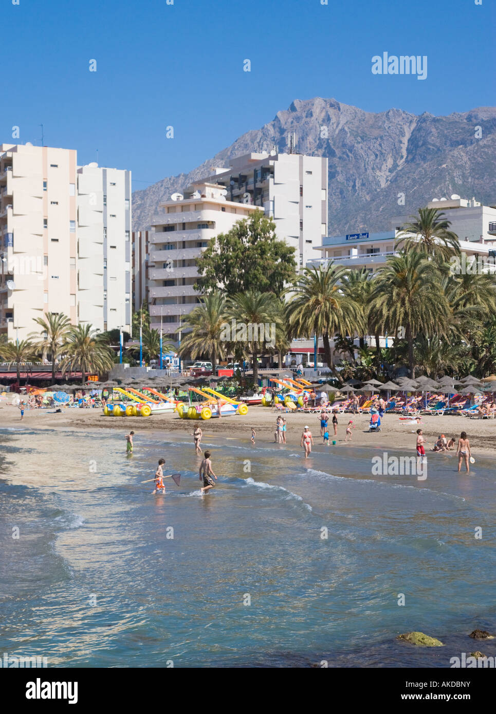 Marbella Malaga Provincia Costa del Sol Spagna La Fontanilla beach Foto Stock