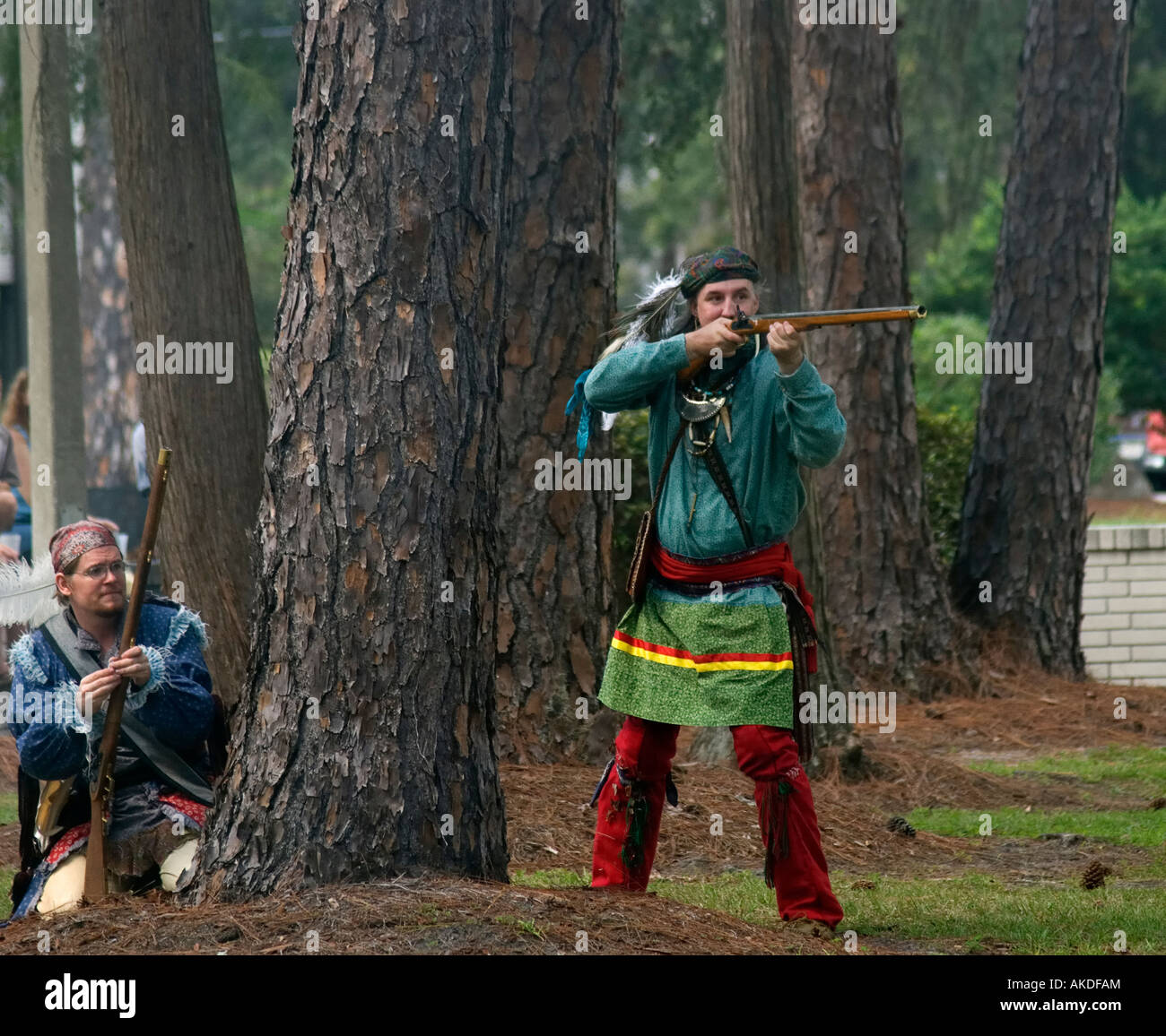 Reenactors di Seminole Guerre indiane a Native American festival, Florida Foto Stock