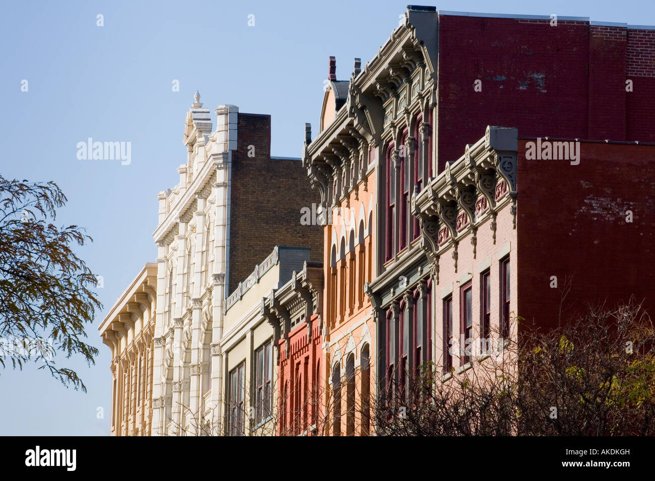Troy New York e storico quartiere di facciate di edifici Foto Stock