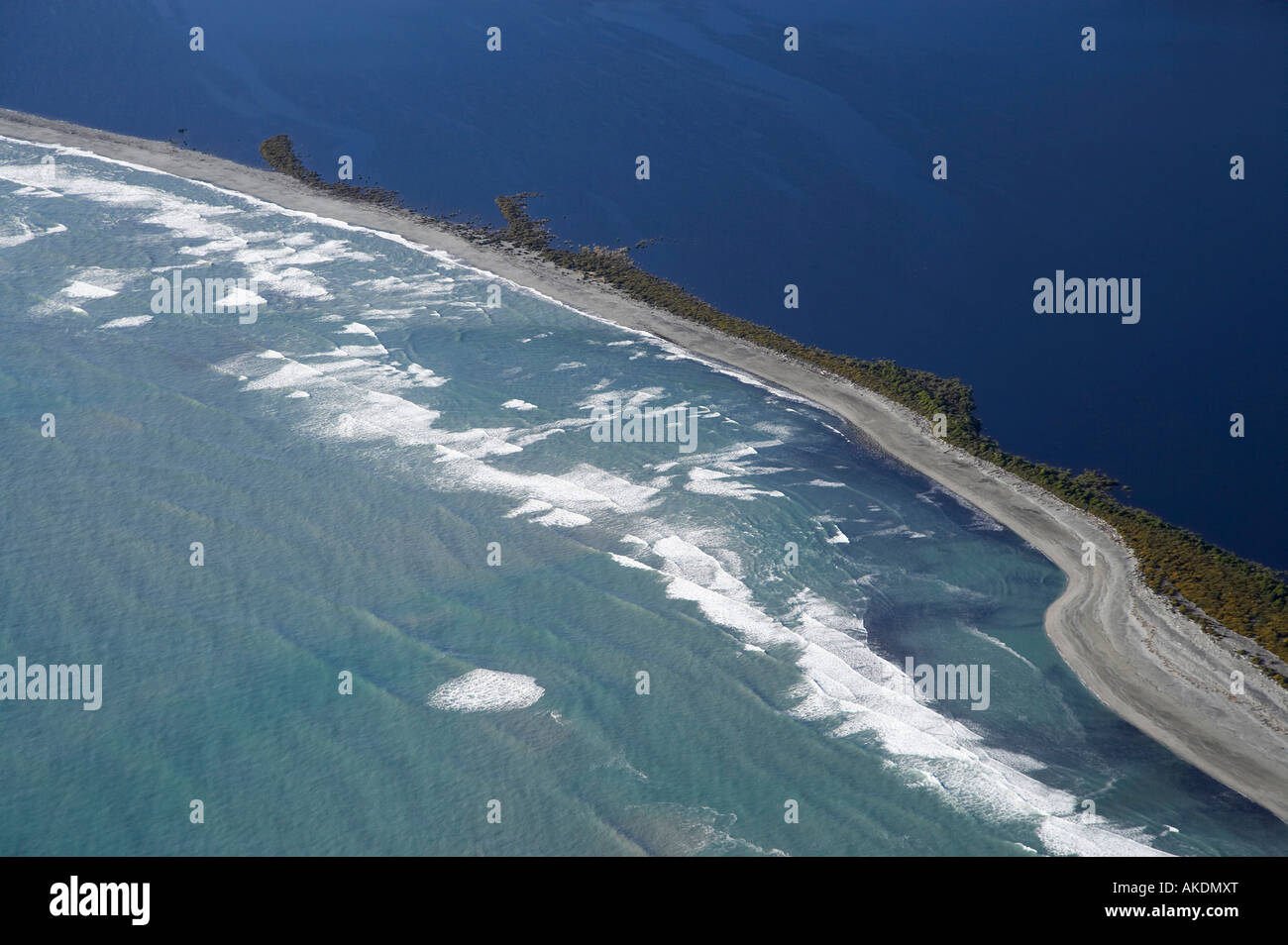 Laguna di acqua salata vicino Harihari costa ovest di Isola del Sud della Nuova Zelanda antenna Foto Stock