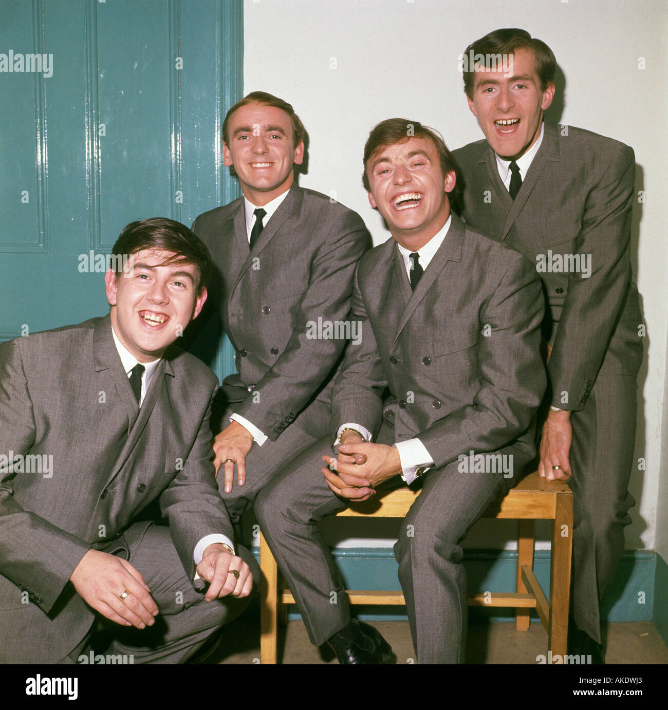 GERRY e il pacemaker REGNO UNITO gruppo pop nel 1963. Da sinistra Les Chadwick, Fred Marsden, Gerry Marsden e Les Maguire Foto Stock