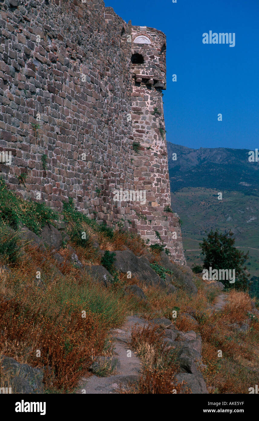 Europa, Griechenland, Lesbo, Molyvos (Mythymna, Mithymna, Methymna), genuesische Festung am Akropolis-Hügel Foto Stock