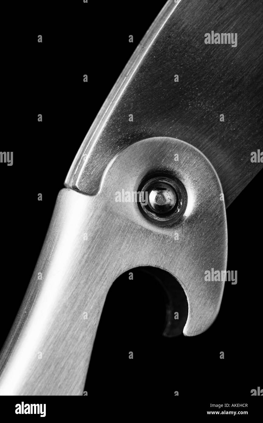 Acciaio apribottiglie in bianco e nero Foto Stock
