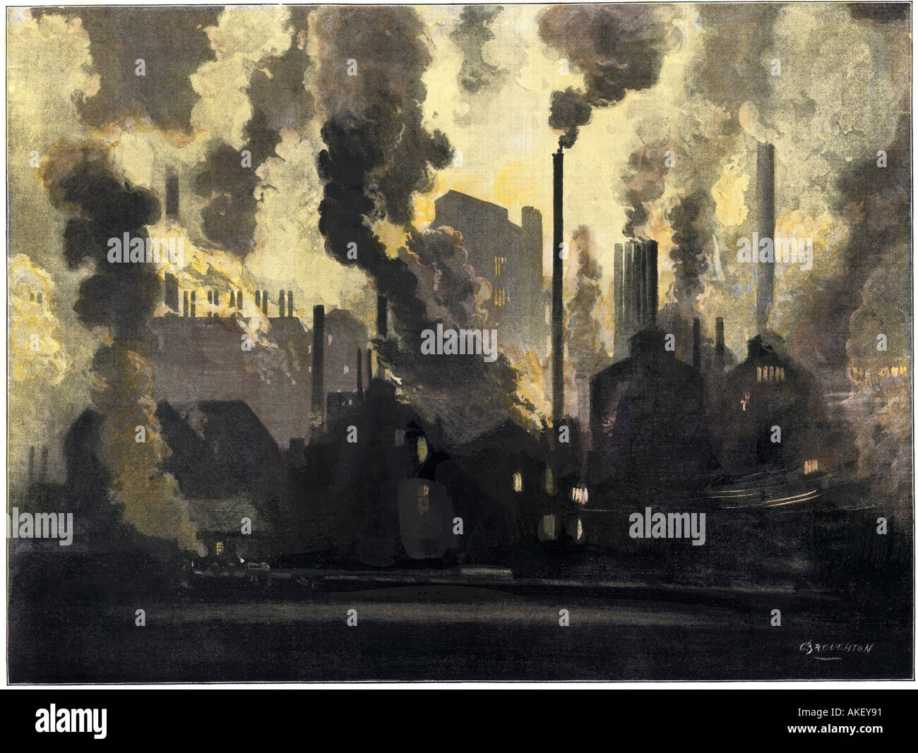 Duquesne fabbriche di acciaio durante la notte nei pressi di Pittsburgh Pennsylvania 1900 Foto Stock