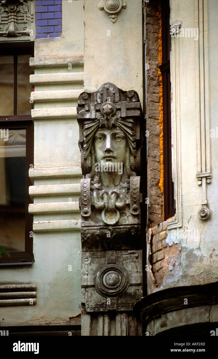 Lettland, Riga, Alberta Iela 8, Mietshaus erbaut 1903 nach M. Eisenstein Foto Stock