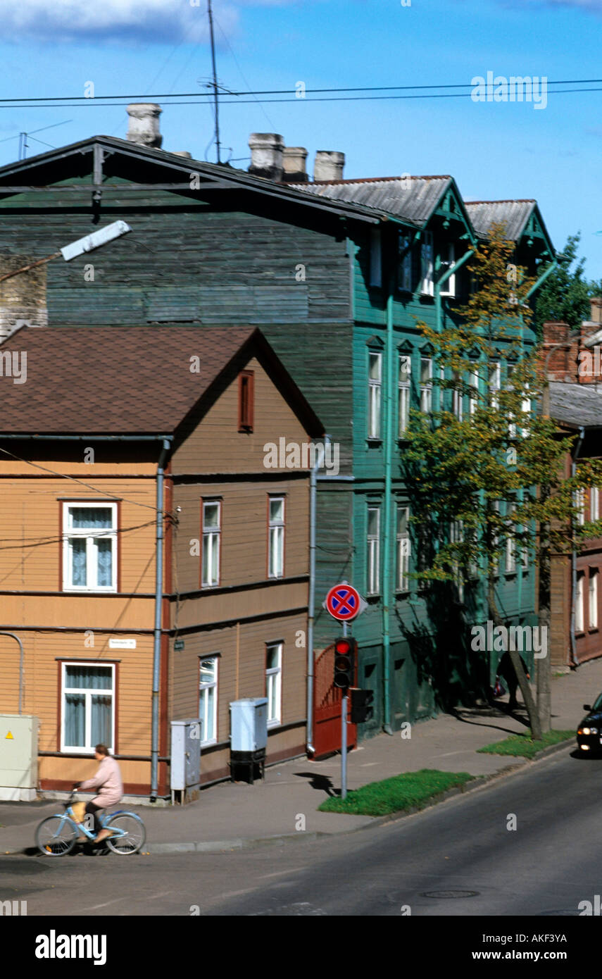 Lettland, Liepaja (Liebau), Häuser am südlichen Ortsrand Foto Stock