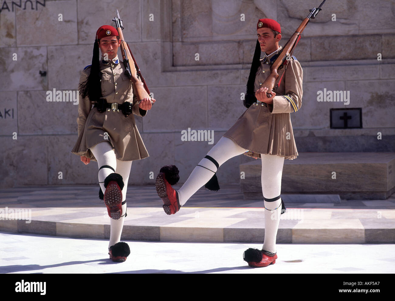 Il Parlamento greco le protezioni Foto Stock