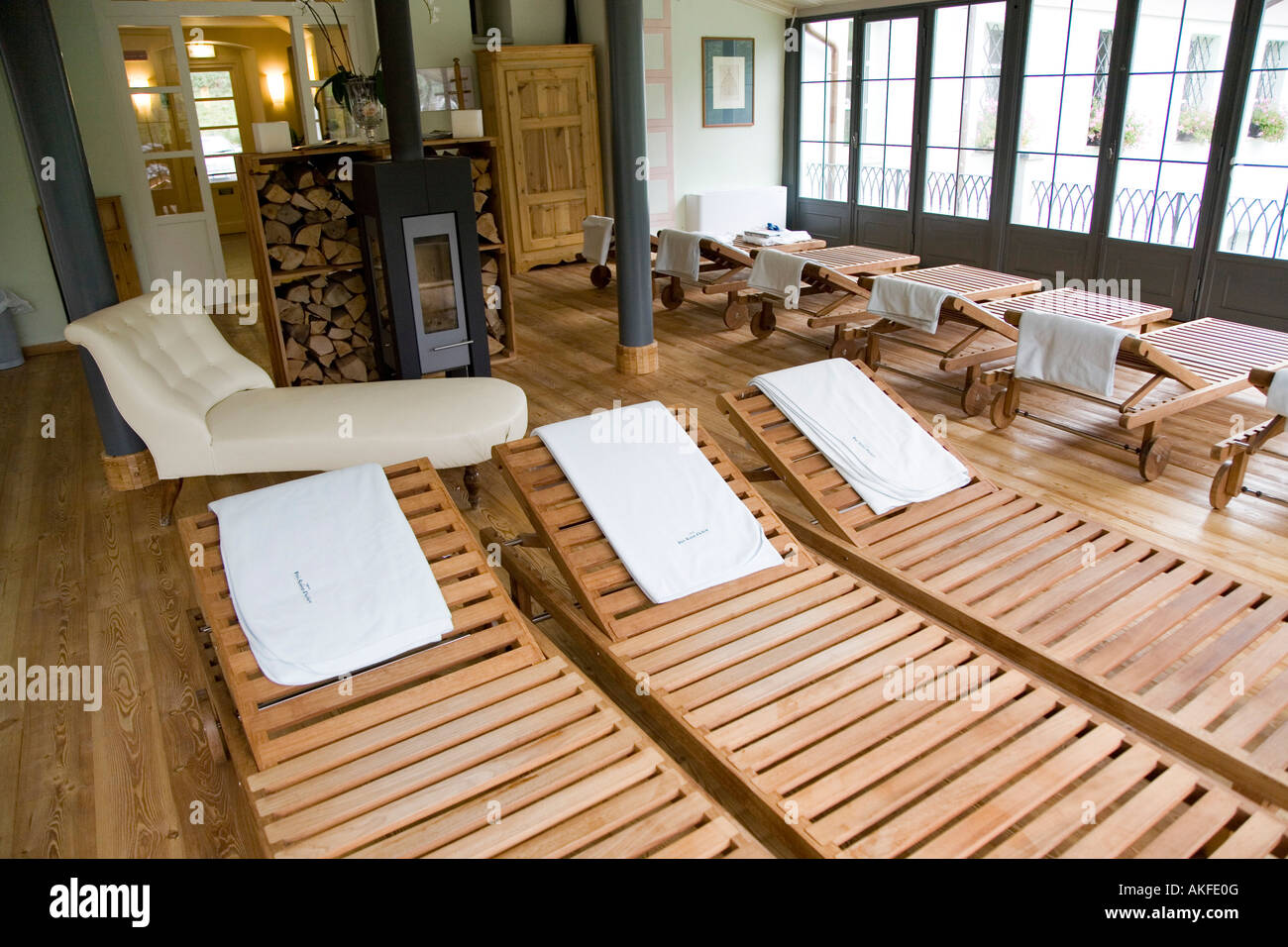 Area Relax, Pré-Saint-Didier bagni termali, Valle d'Aosta, Italia Foto Stock