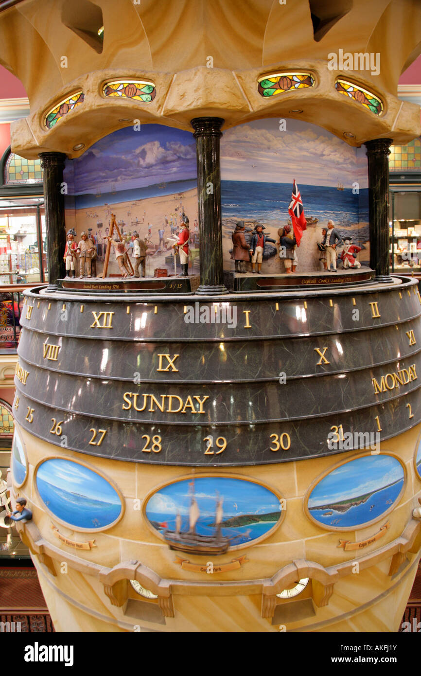 Animata di scena sul grande orologio Australiano, Queen Victoria Building, Sydney. Foto Stock