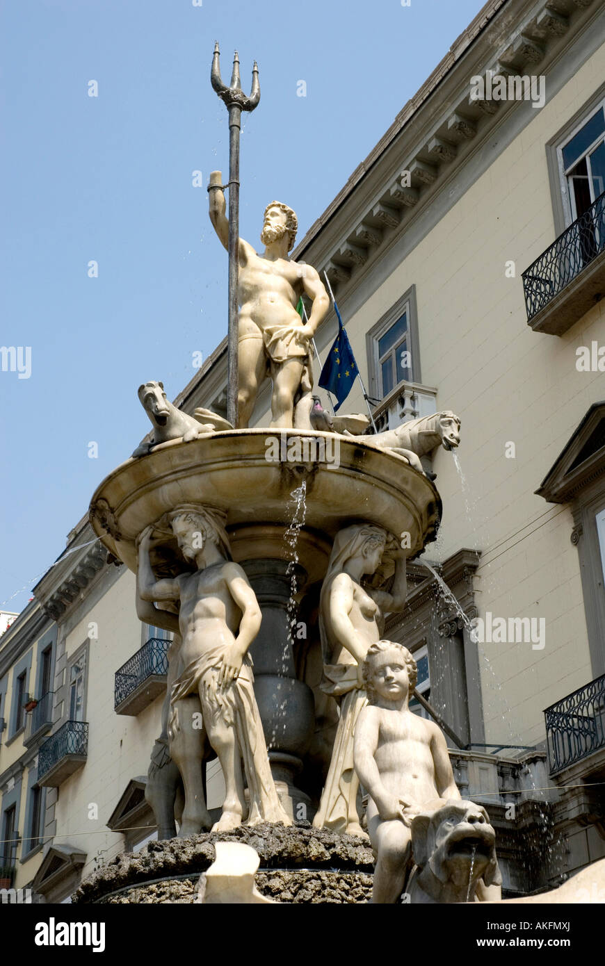 Fontana di Nettuno, Via Medina, Napoli, campania, Italy Foto Stock