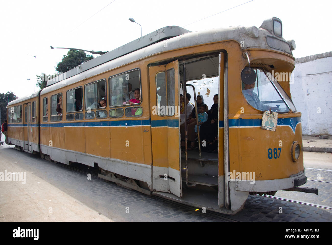 Il vecchio tram, Al Madina linea, Alessandria Foto Stock