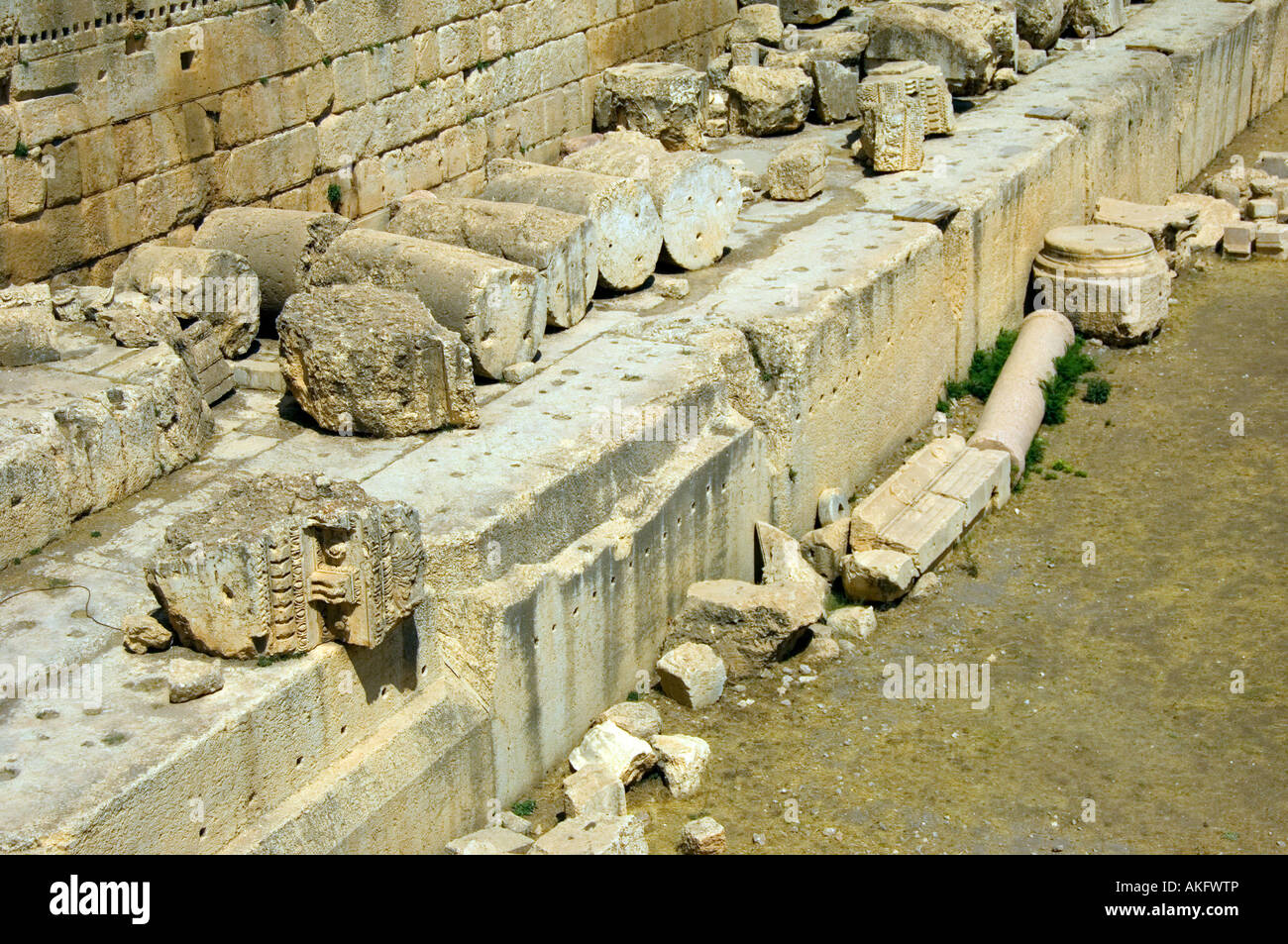 I resti di epoca romana in Baalbek Foto Stock
