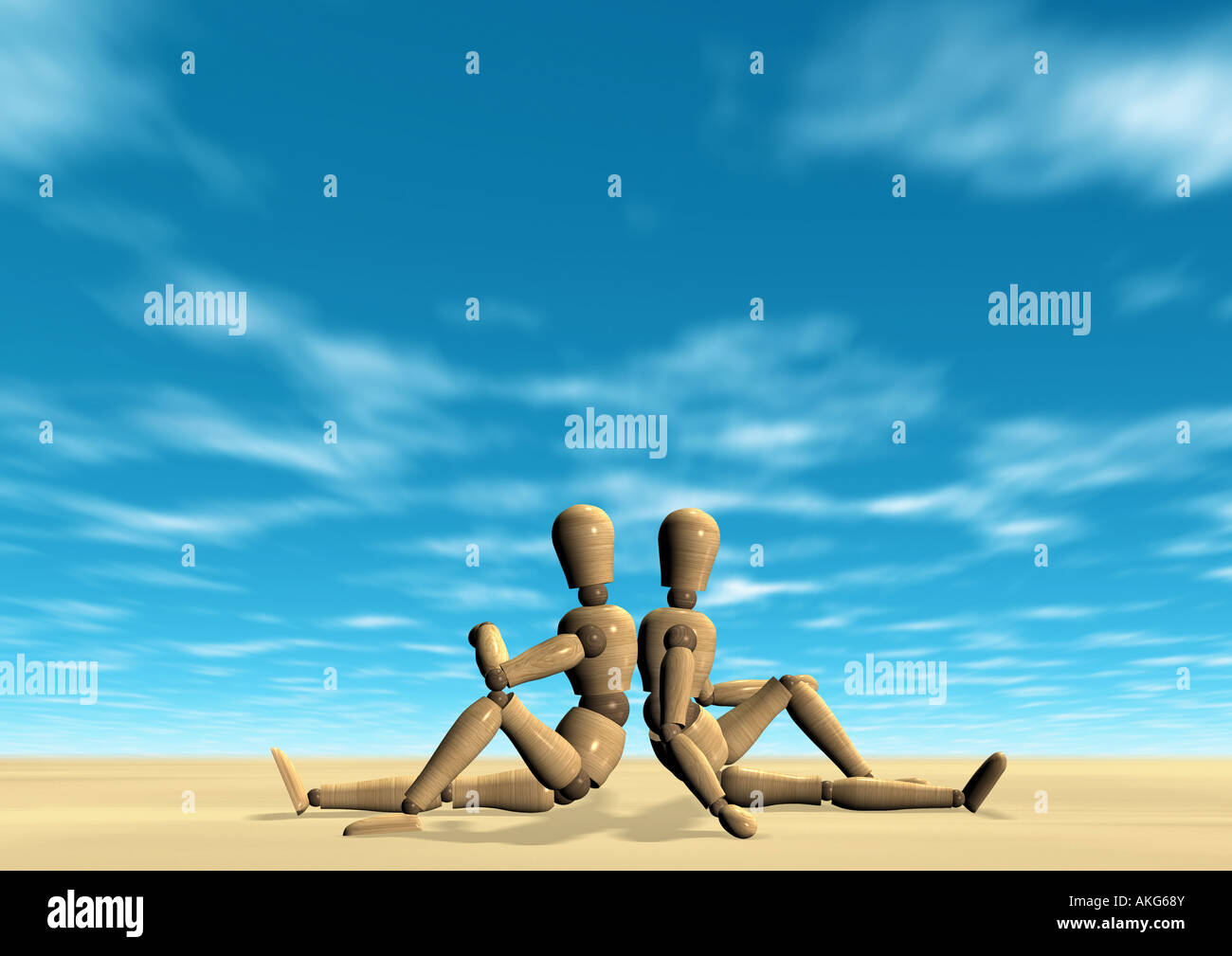 Bambole snodate rilassante sitzen Gliederpuppen Foto Stock