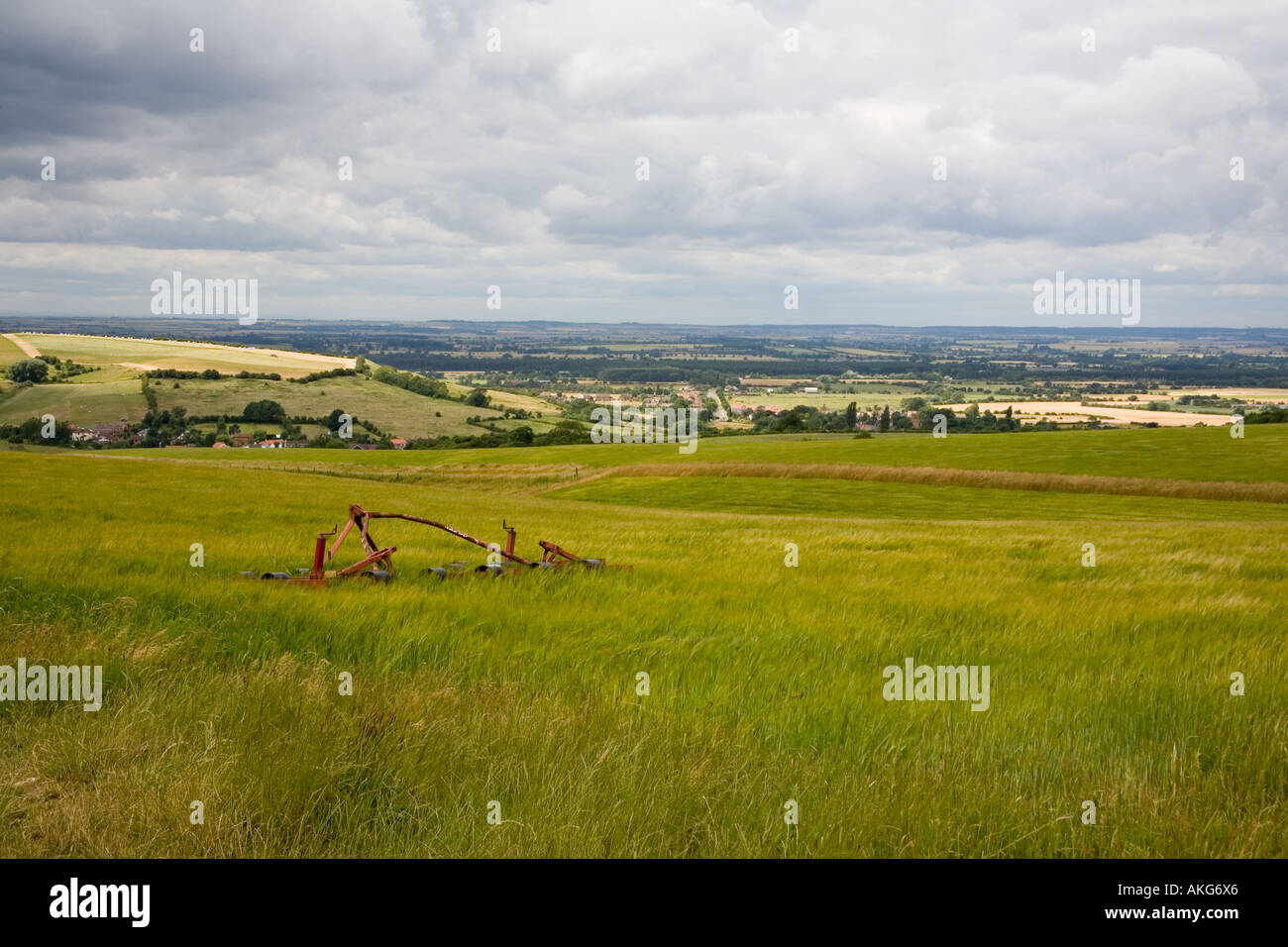 Lincolnshire campagna dal campo di grano in wolds Foto Stock