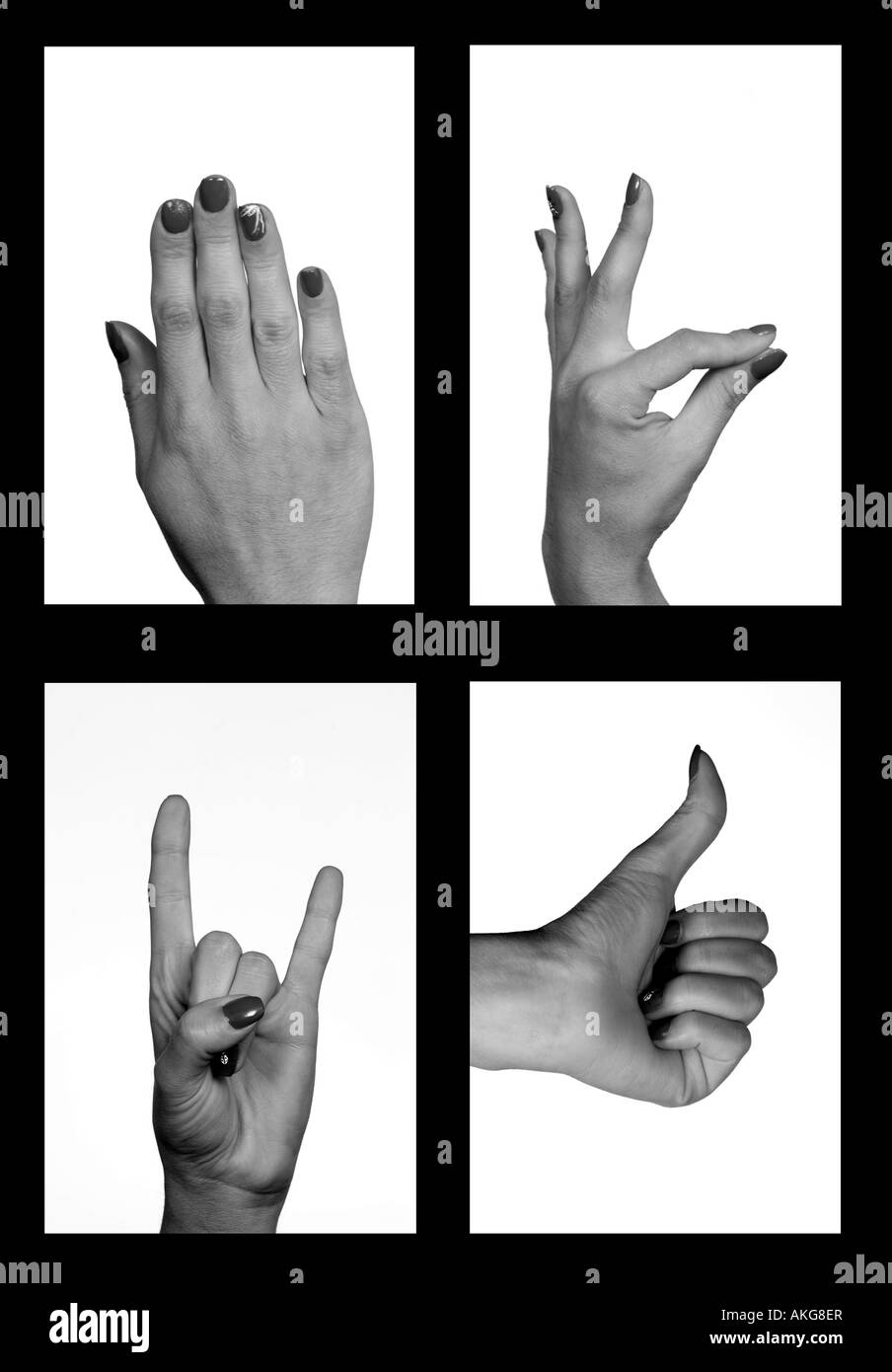 Composito di sequenza di gesti delle mani Foto Stock
