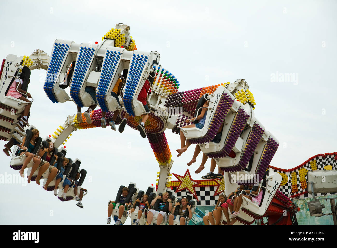 WISCONSIN Milwaukee persone sul polpo amusement ride a Wisconsin State Fair metà aria Foto Stock