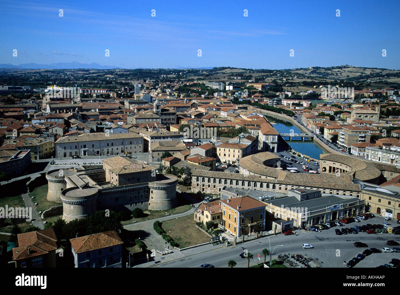 Vista aerea, Senigallia, Marche, Italia Foto Stock