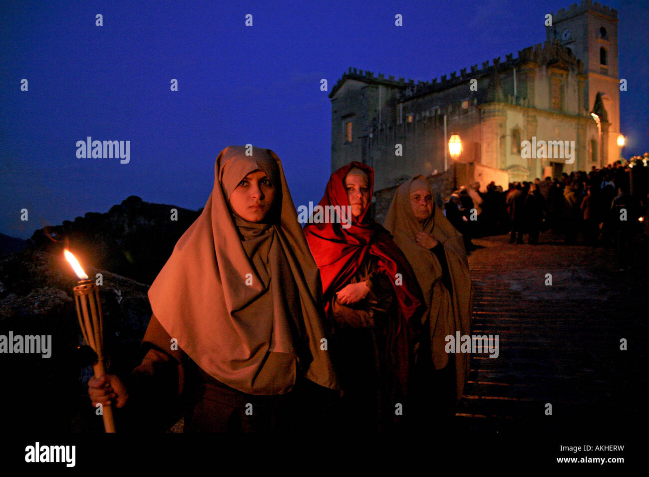 Via Crucis, Savoca, Sicilia, Italia Foto Stock