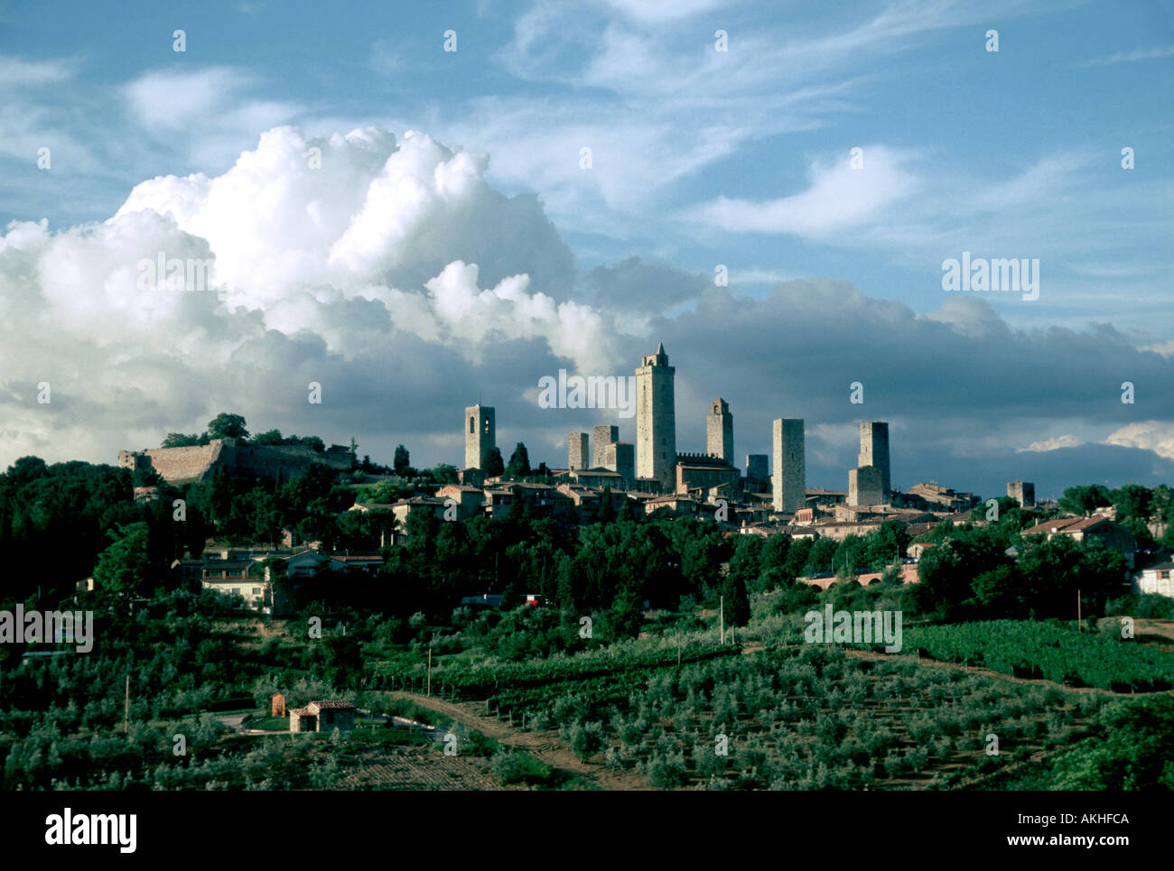 Europa Italia Toscana San Gimignano Collina Town torri Foto Stock