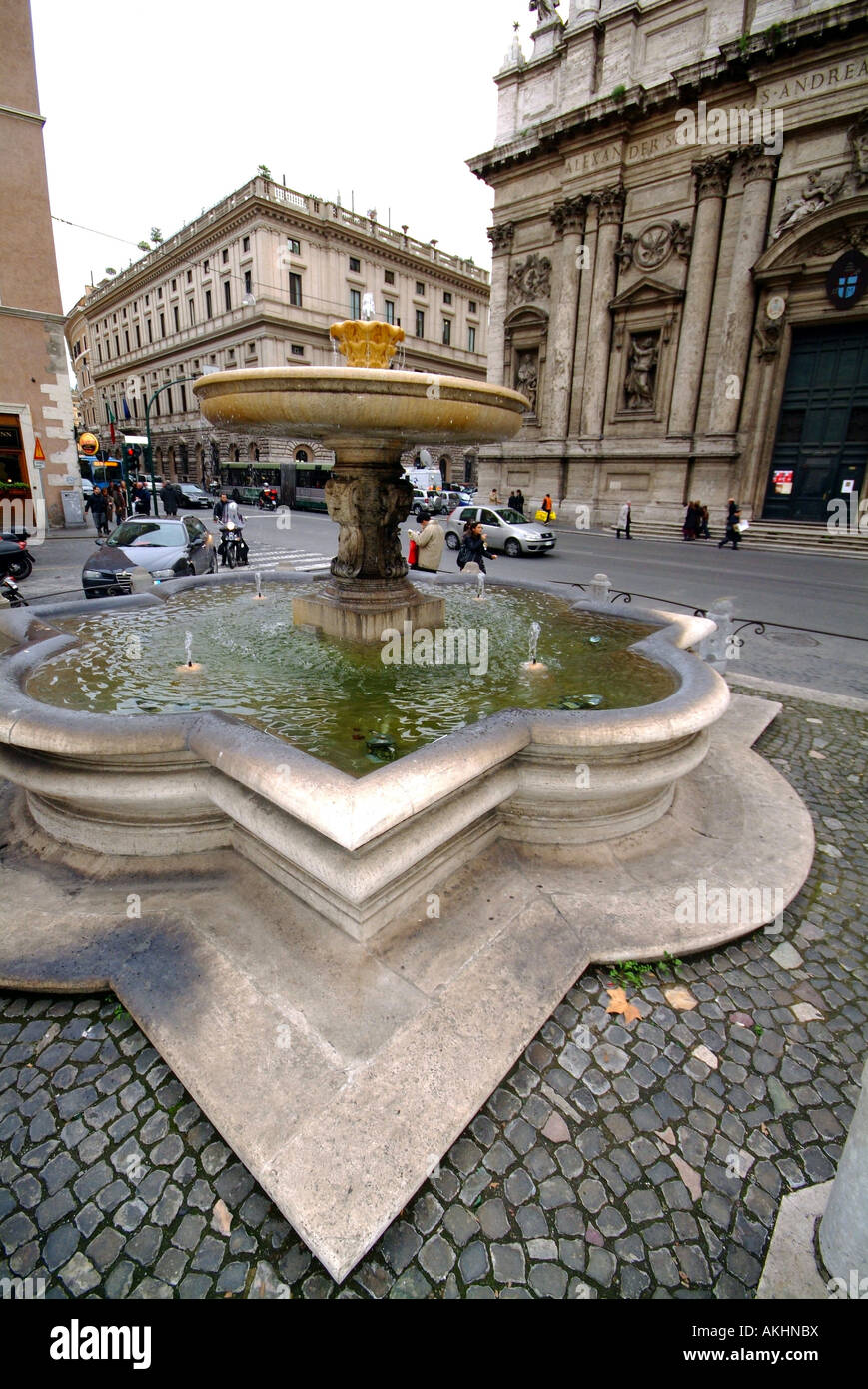 Fontana, Sant'Andrea della Valle piazza Roma, lazio, Italy Foto Stock