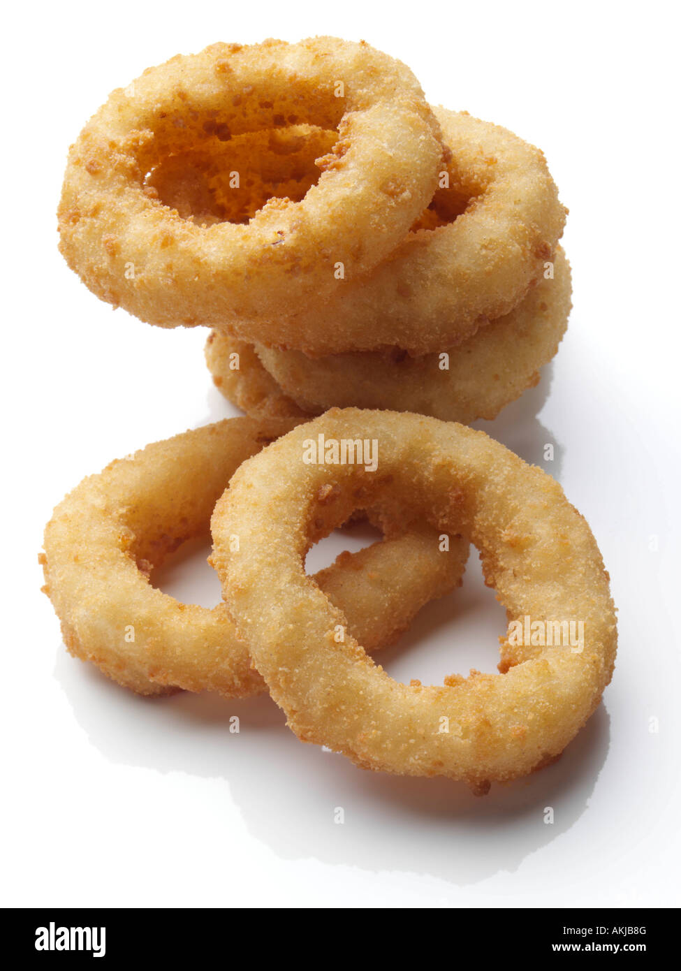 Bistrattato anelli di cipolla editorial fast junk food Foto Stock