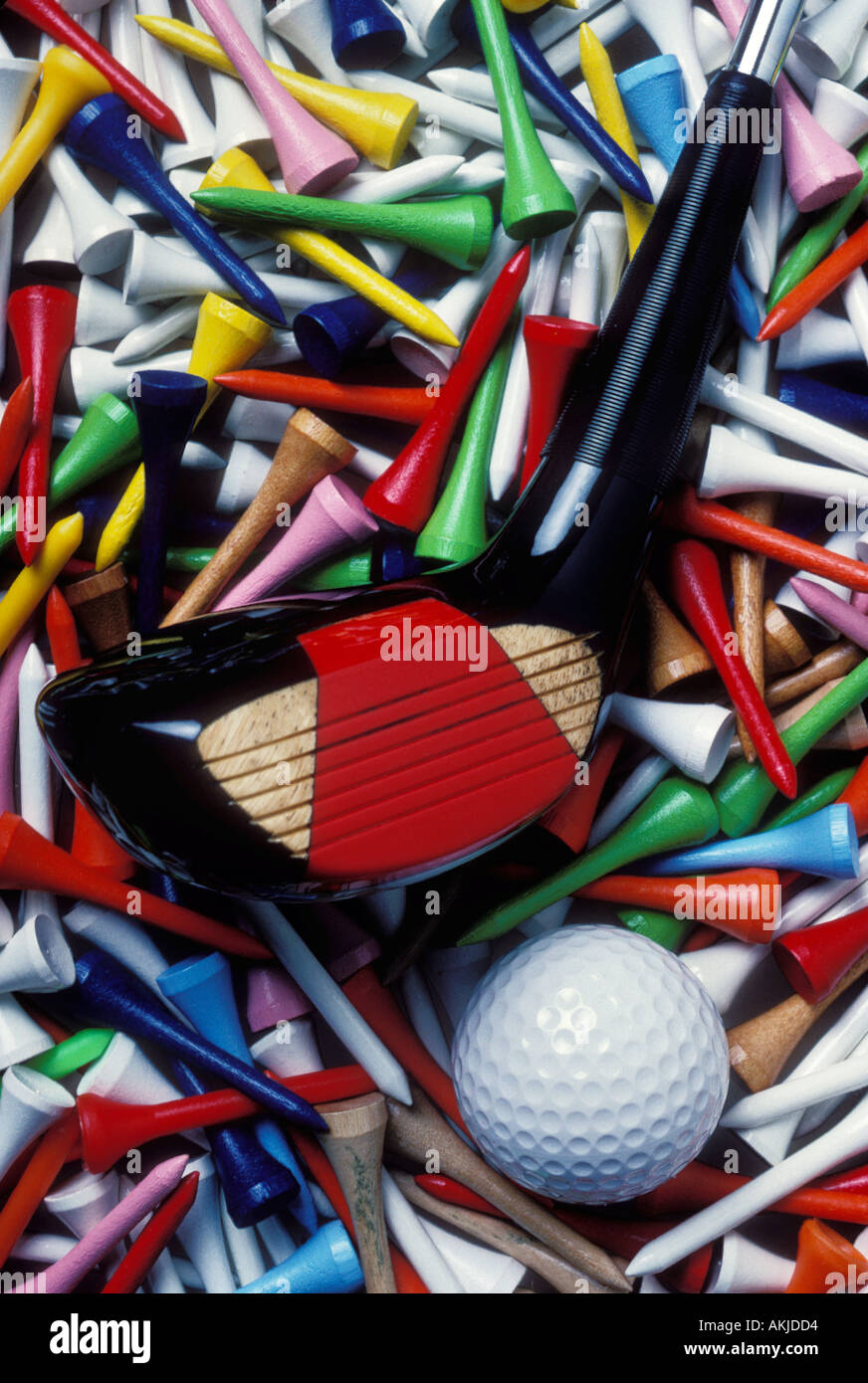 Club di golf e golf tees Foto Stock