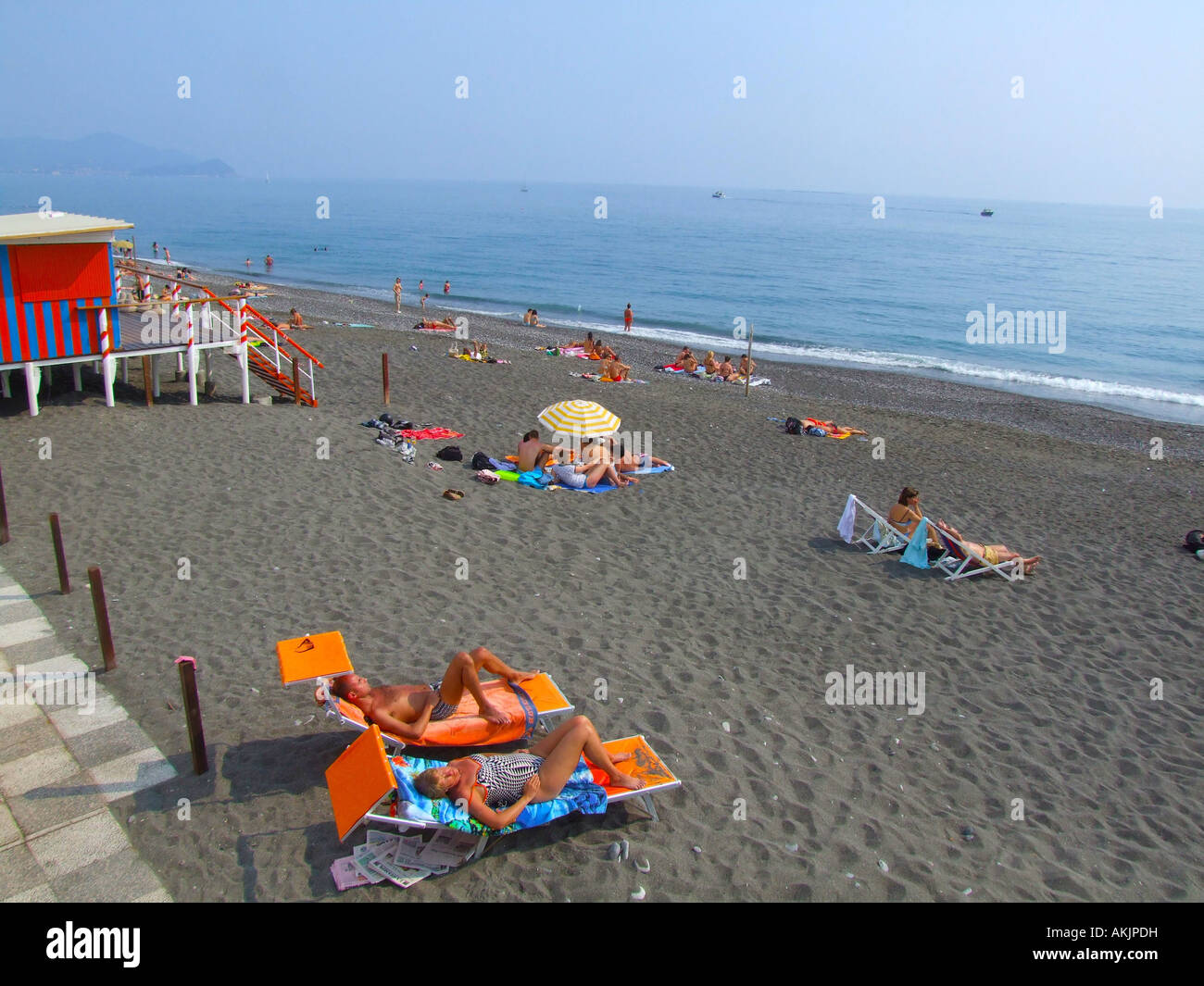 Spiaggia, Lavagna, Liguria, Italia Foto Stock