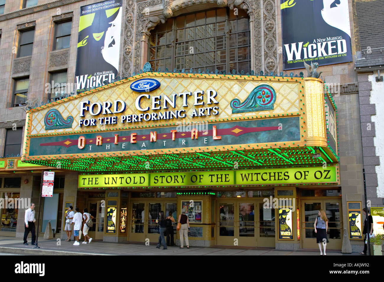 Edifici Chicago Illinois Ford Center for the Performing Arts Oriental Theatre il Randolph Street marquee empio Foto Stock