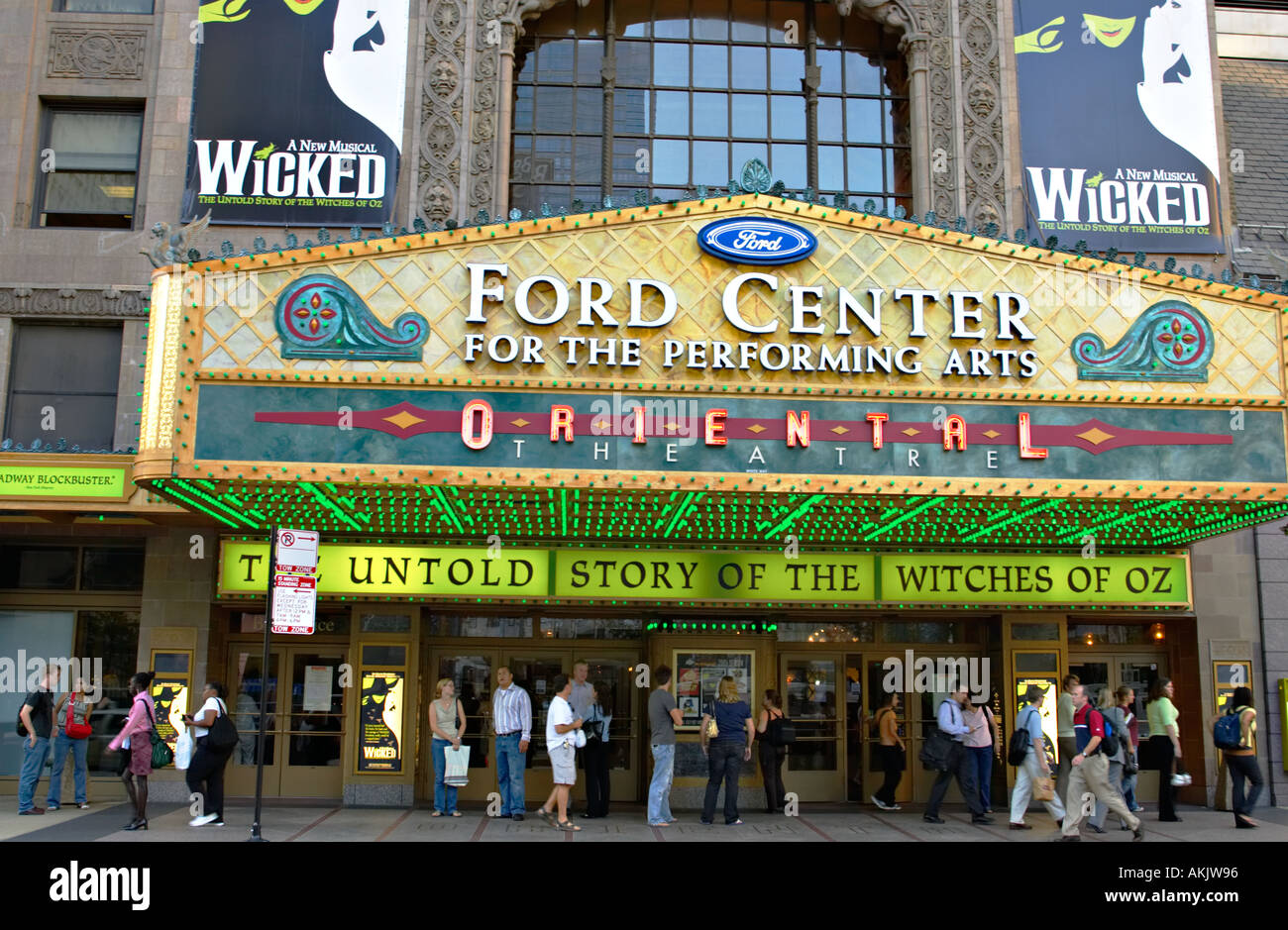 Edifici Chicago Illinois Ford Center for the Performing Arts Oriental Theatre il Randolph Street marquee empio Foto Stock