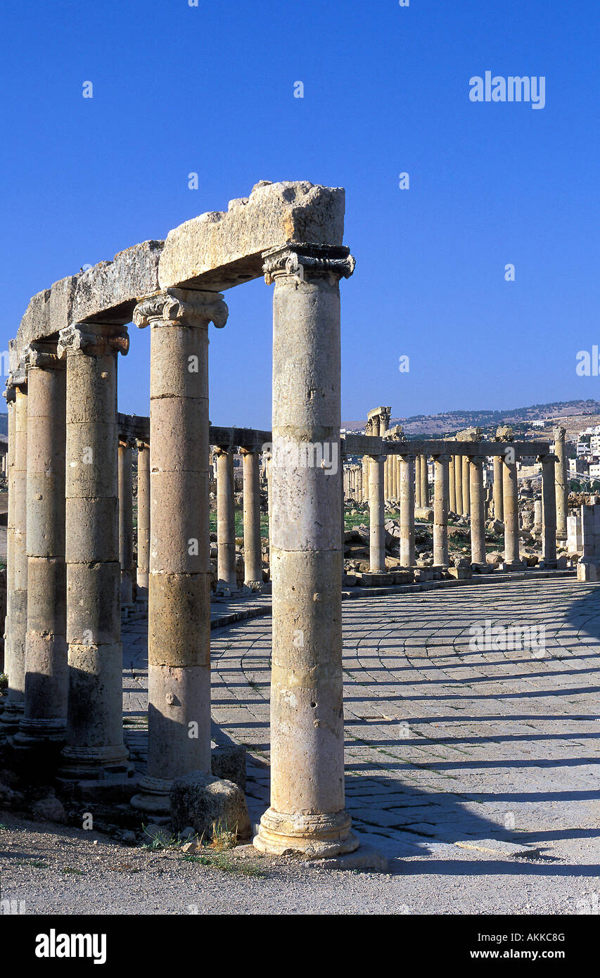 Giordania, Jerash (Gerasa), Forum Foto Stock