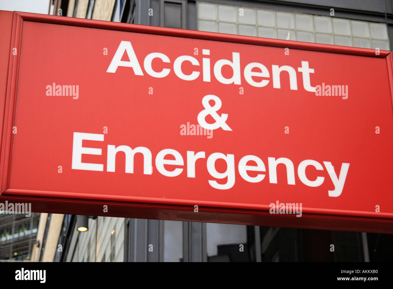 A ed E di incidente e di emergenza ospedale segno Foto Stock