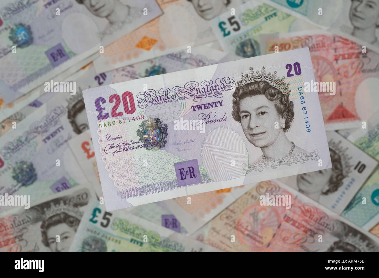 British venti pound nota Foto Stock