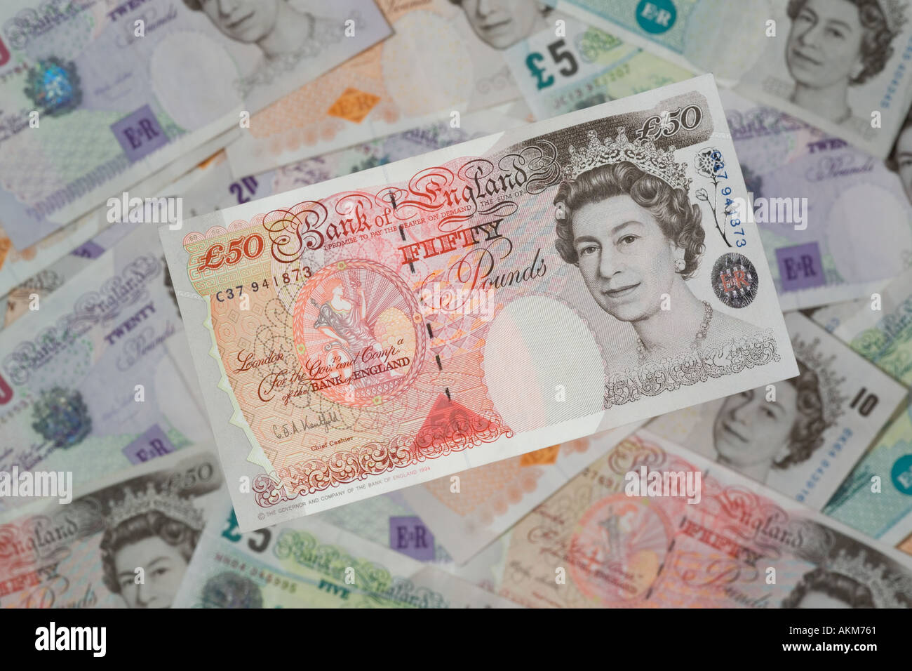 British cinquanta pound nota Foto Stock