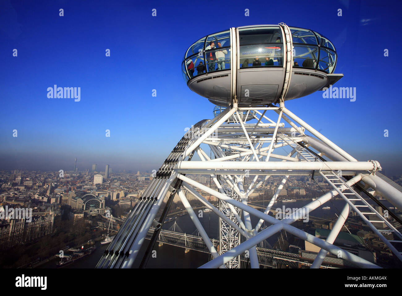 Regno Unito, Londra, vista su Londra e il Tamigi da Londra Big Eye Foto Stock