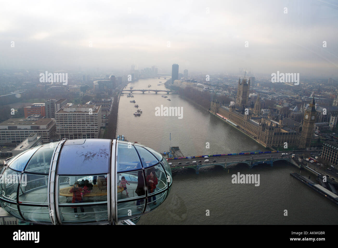 Regno Unito, Londra, vista su Londra e il Tamigi da Londra Big Eye Foto Stock