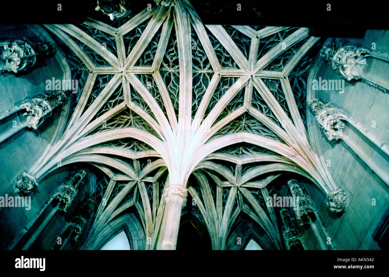 Parigi Francia, Museo Cluny 'Musee National du Moyen Age' Museo francese 'Medioevo' Cappella interna a volta che guarda in alto, Musée de Cluny Parigi Foto Stock