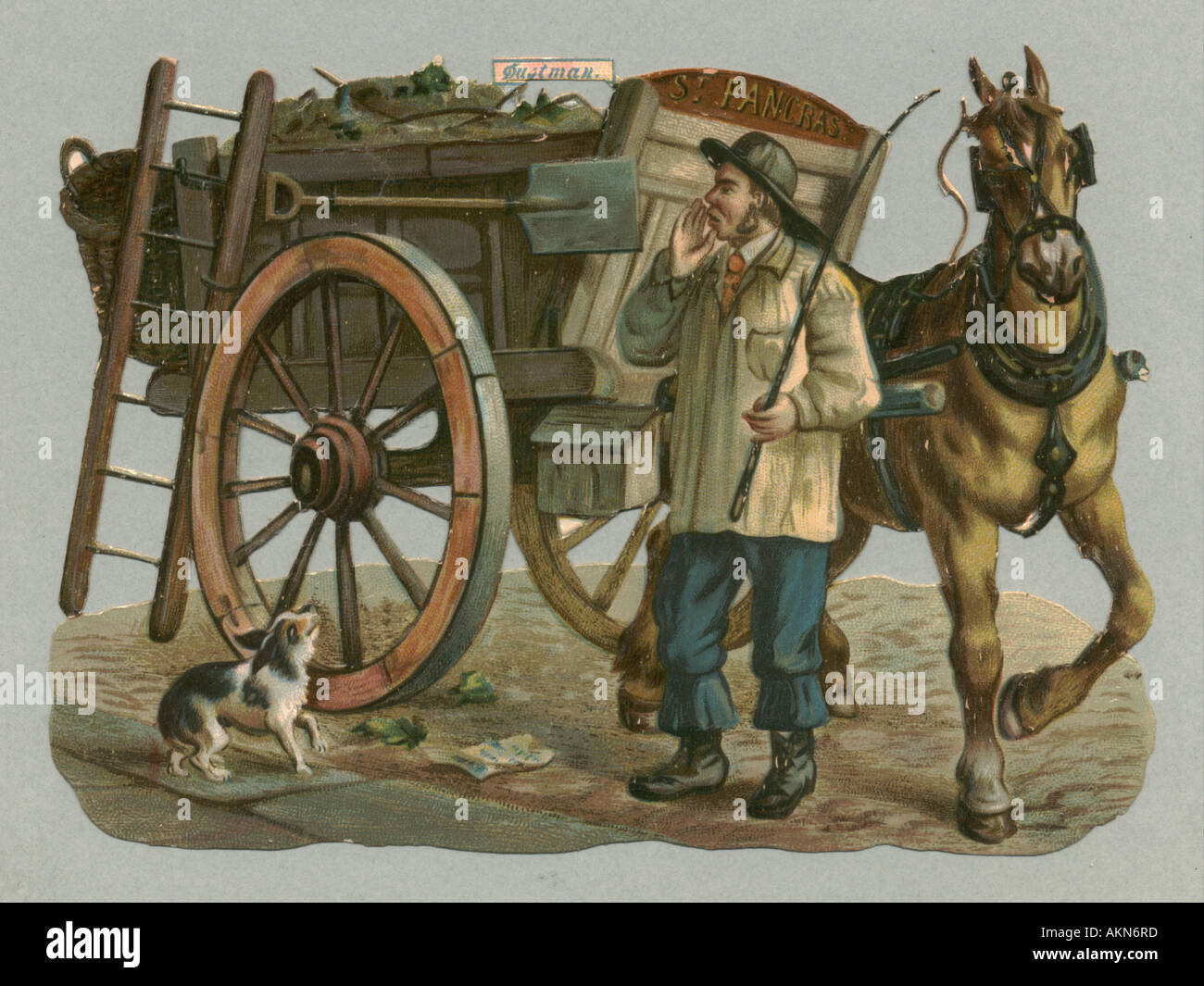 Chromolithographed fustellate rottami di Londra dustman circa 1880 Foto Stock